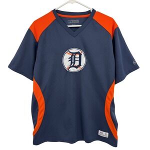Detroit Tigers MLB True Fan Series Jersey Shirt Navy Blue Orange Mens Large L